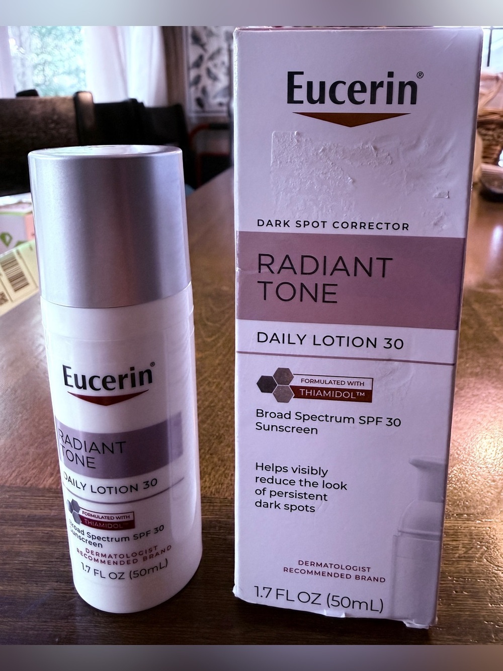 Eucerin Radiant Tone Daily Face Lotion SPF 30 is a 1.7-fluid-ounce facial moistu